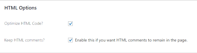 Autoptimize HTML options