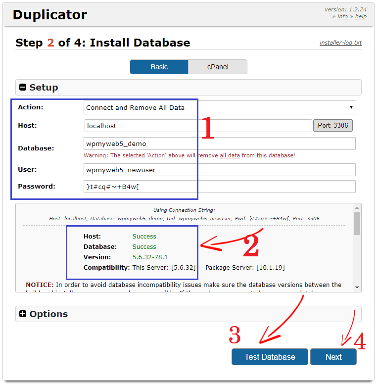 Duplicator Database Test