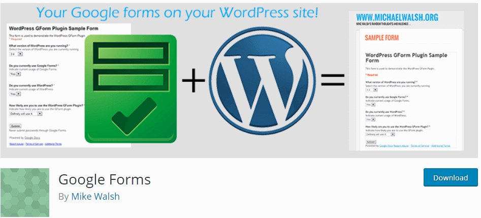 Google Form WordPress Plugin