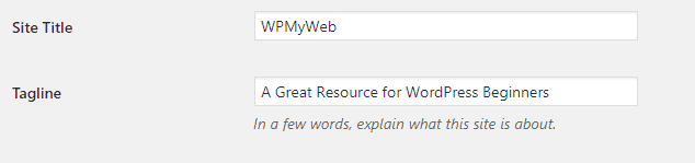 WordPress Site Title and Tagline