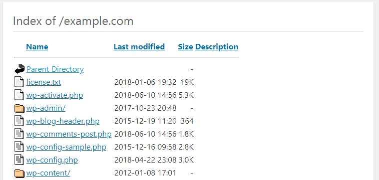 Index Page of a WordPress Site