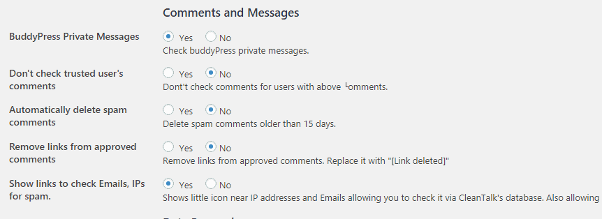 CleanTalk Comments and Messages