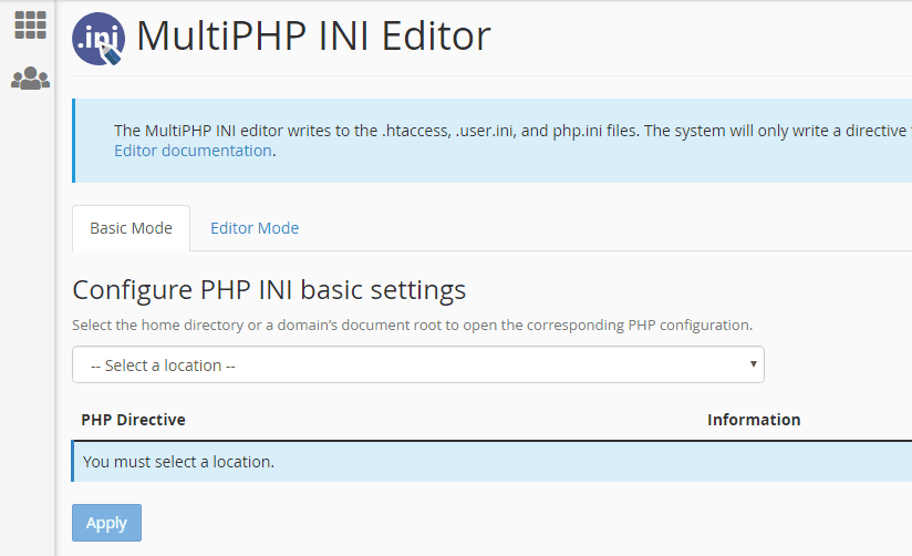 Configure PHP INI basic settings