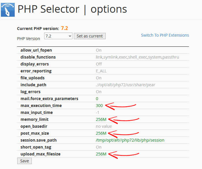 PHP Selector Options