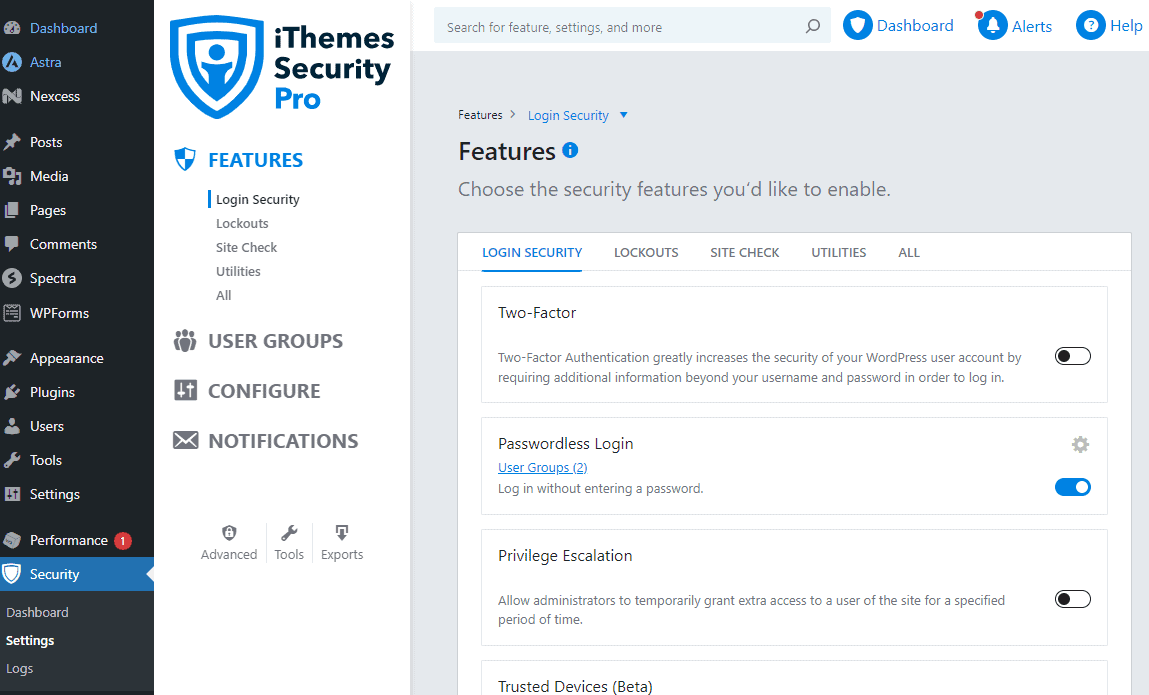 Nexcess iTheme Security Pro Settings